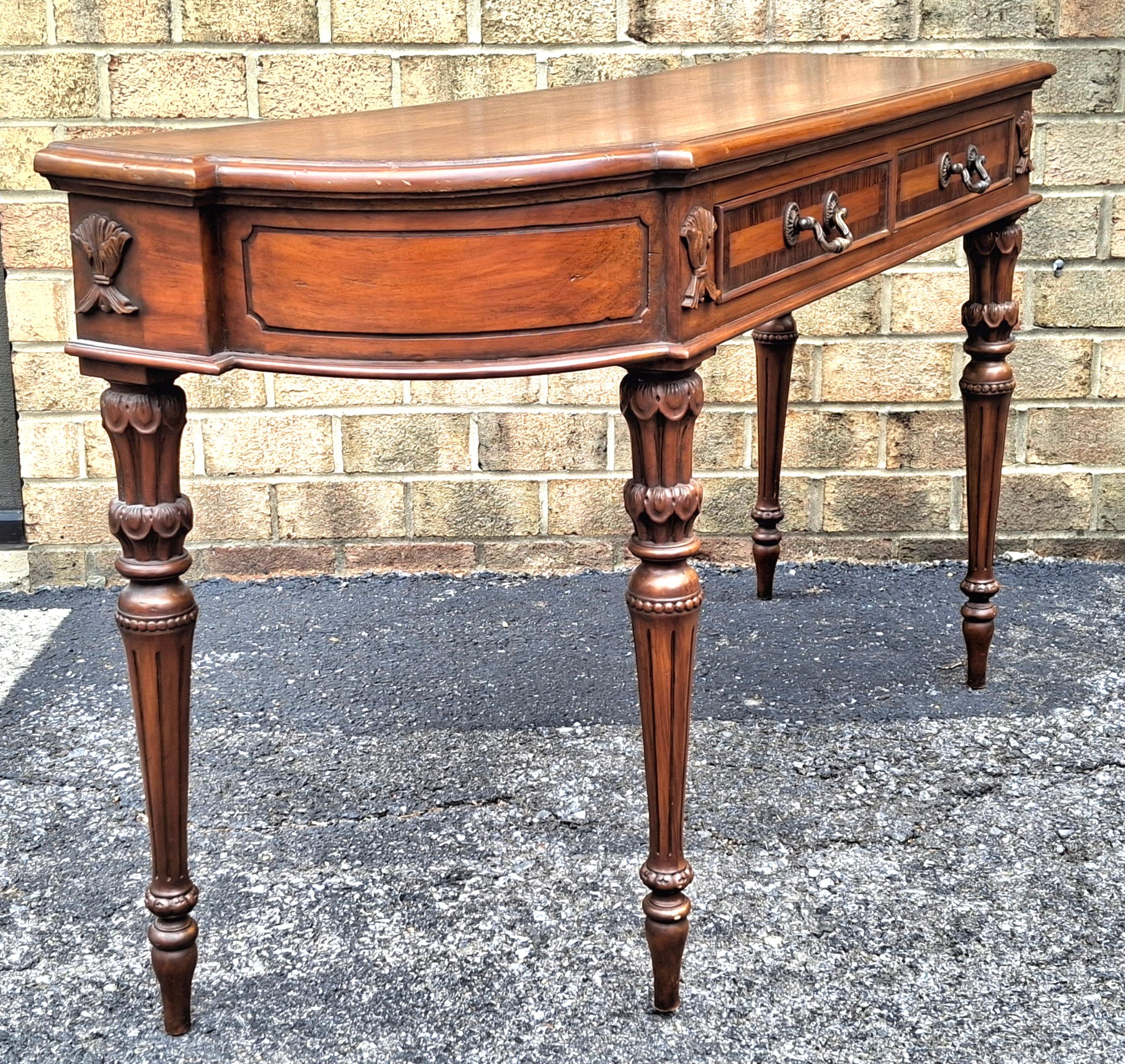 20th Century Neoclassical Sctyle Cross-Banded Mahogany Console Sofa Table In Good Condition For Sale In Germantown, MD
