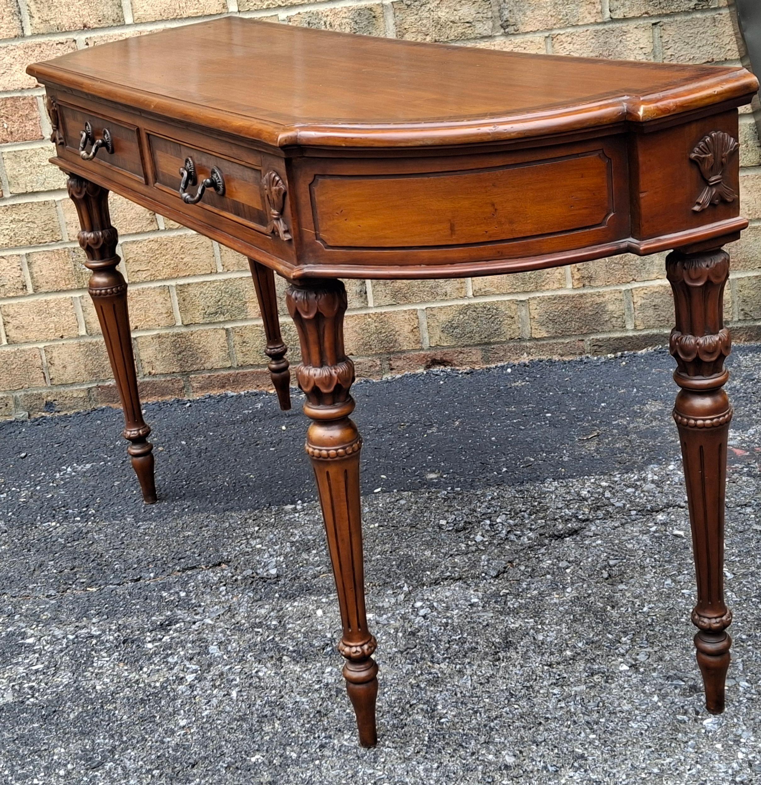 20th Century Neoclassical Sctyle Cross-Banded Mahogany Console Sofa Table For Sale 1