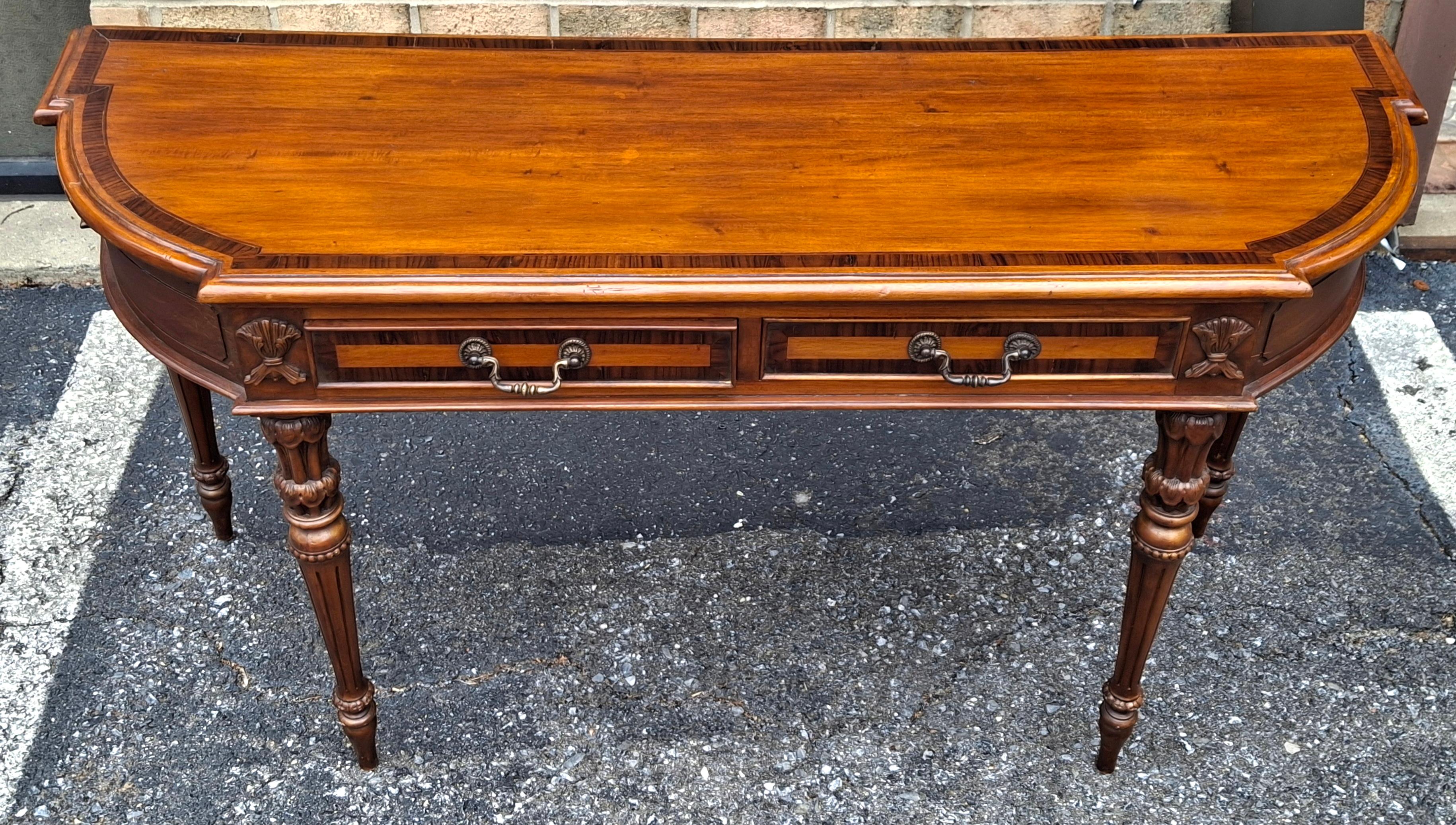 20th Century Neoclassical Sctyle Cross-Banded Mahogany Console Sofa Table For Sale 2