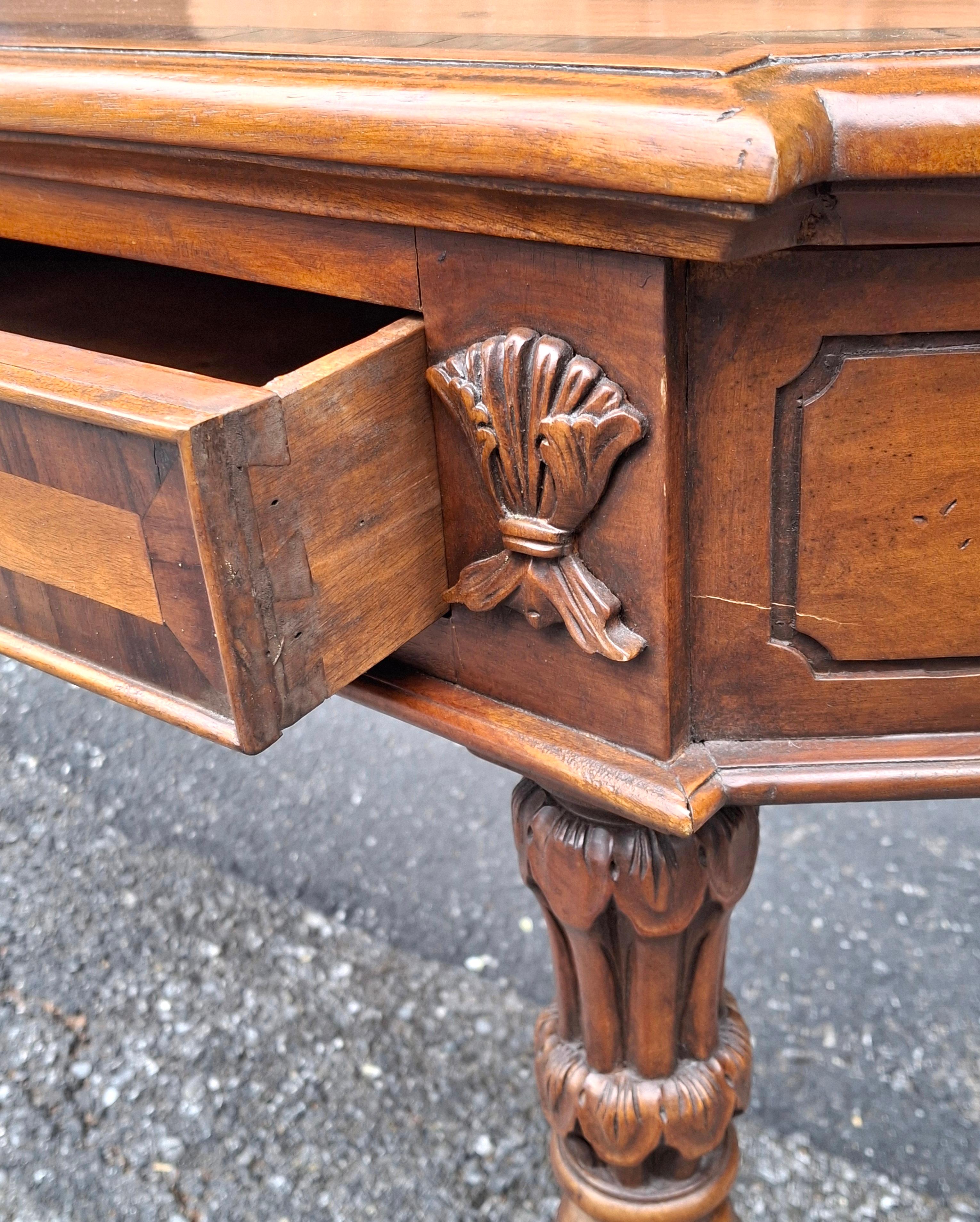 20th Century Neoclassical Sctyle Cross-Banded Mahogany Console Sofa Table For Sale 3