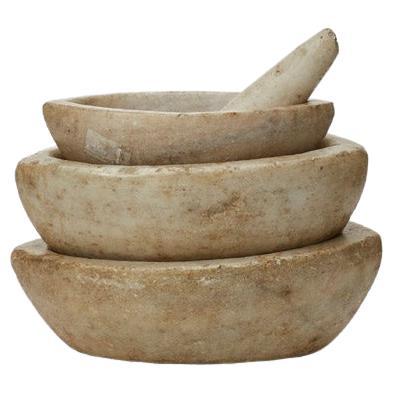 20th Century nest of marble mortars & pestle, India For Sale