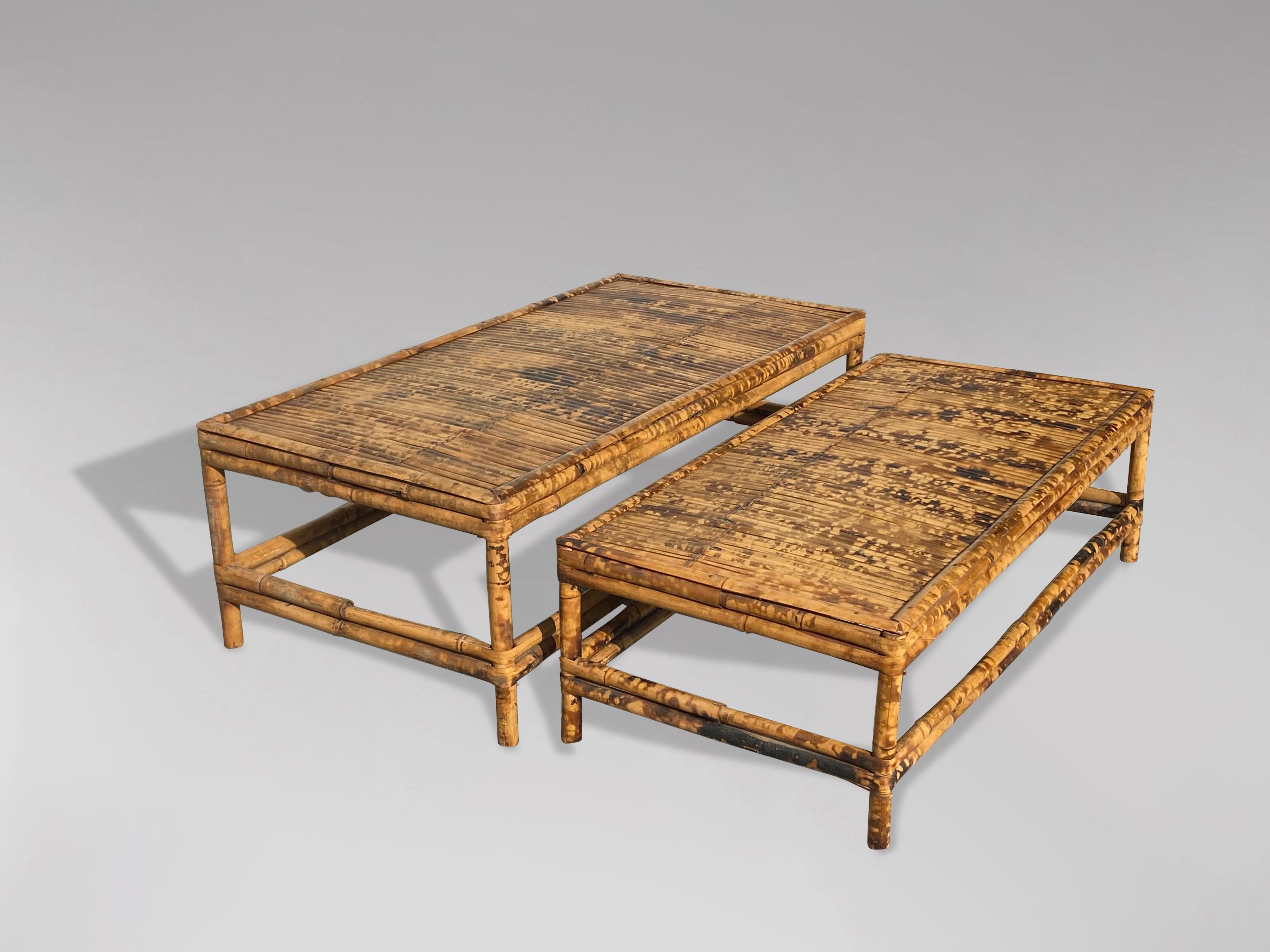 Aesthetic Movement 20th Century Nest of Two Tortoise Bamboo Low Coffee Tables