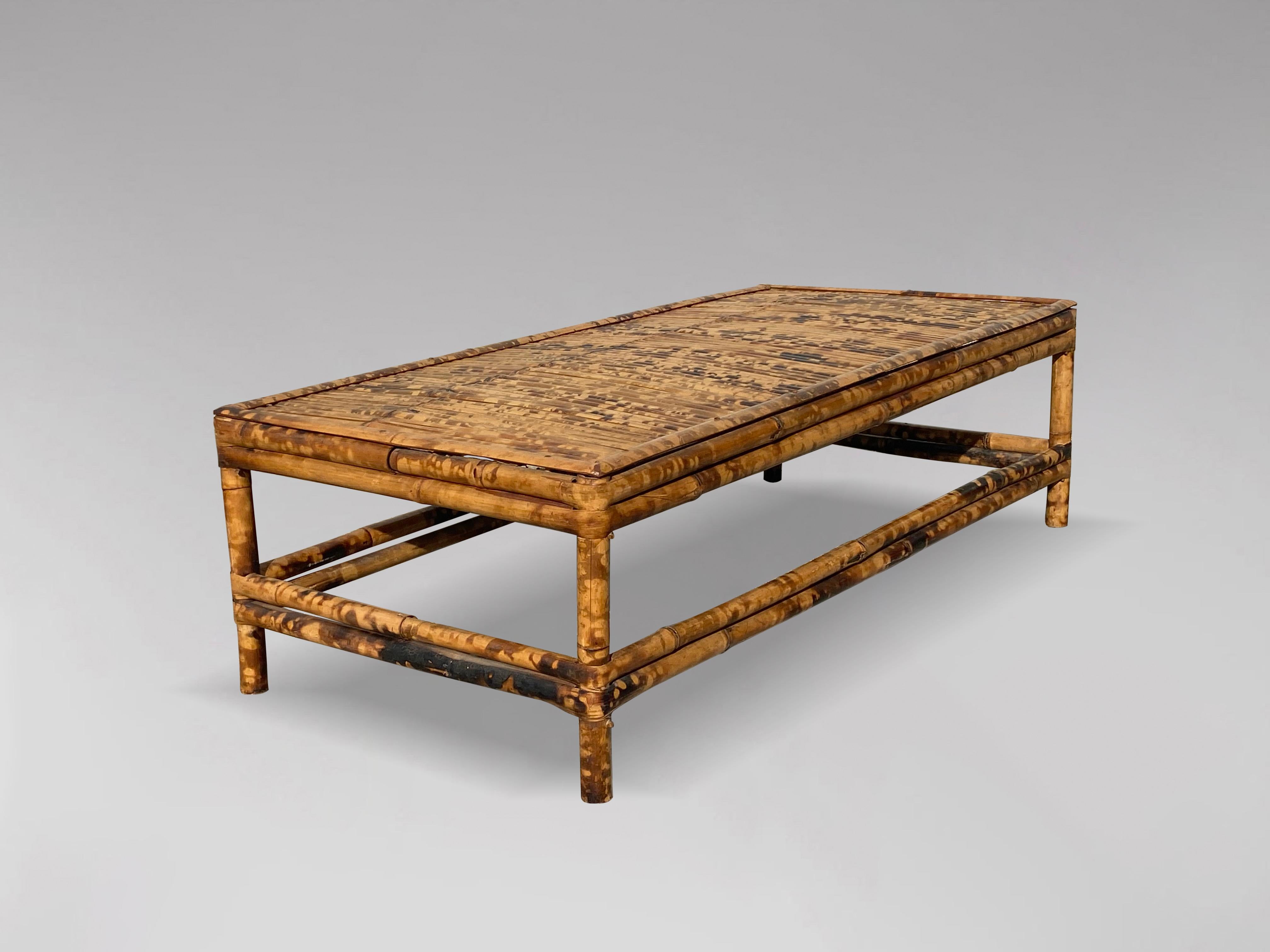 Hand-Crafted 20th Century Nest of Two Tortoise Bamboo Low Coffee Tables