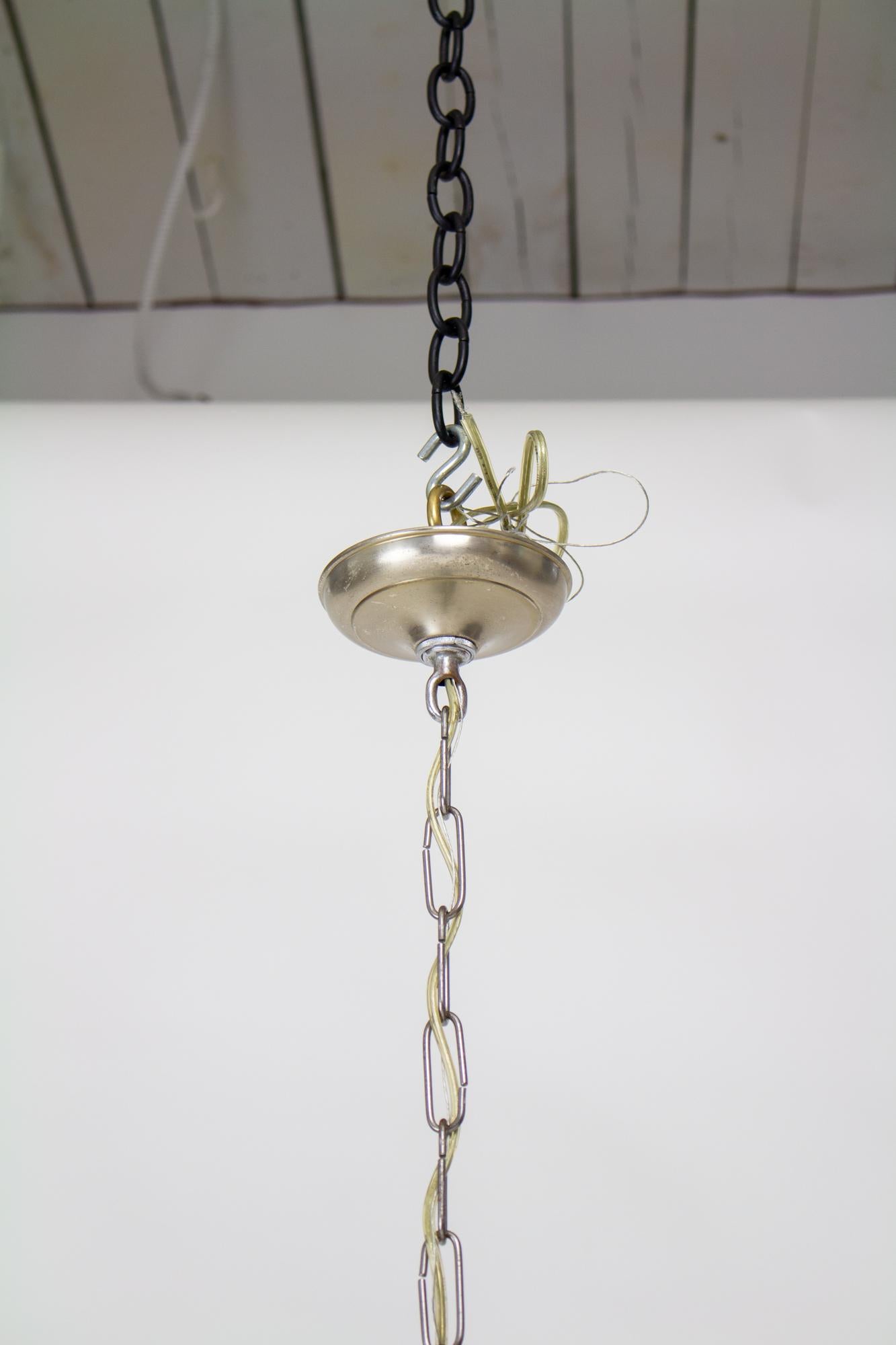 20th Century Nickel 8 Arm Colonial Style Chandelier For Sale 7