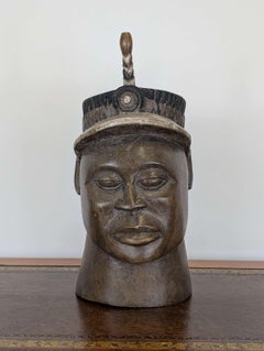 20th Century Nigerian Carved Benin Bust After Yoruba Court Portraits