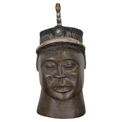 20th Century Nigerian Carved Benin Bust After Yoruba Court Portraits
