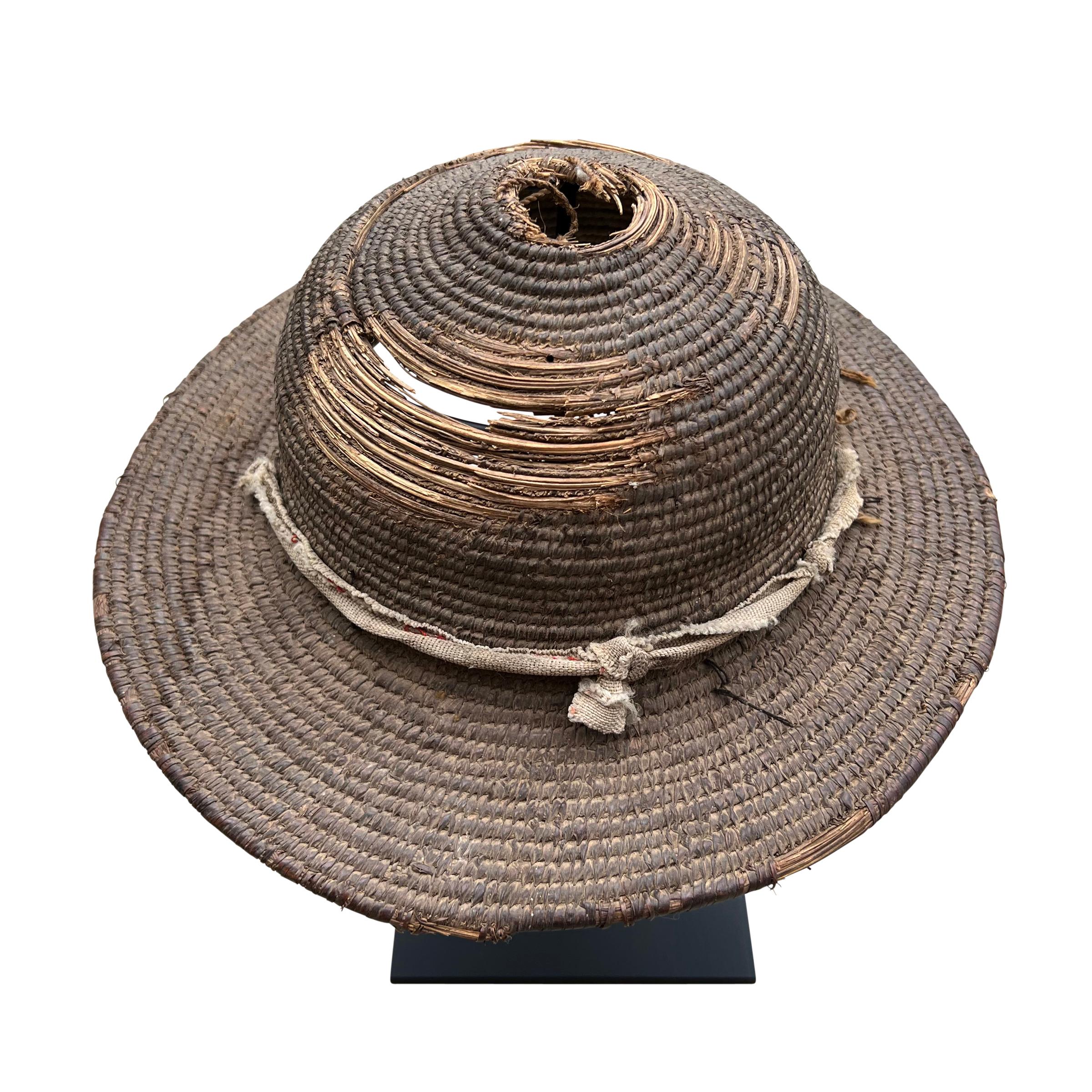 20th Century Nigerian Woven Hat on Custom Mount 1