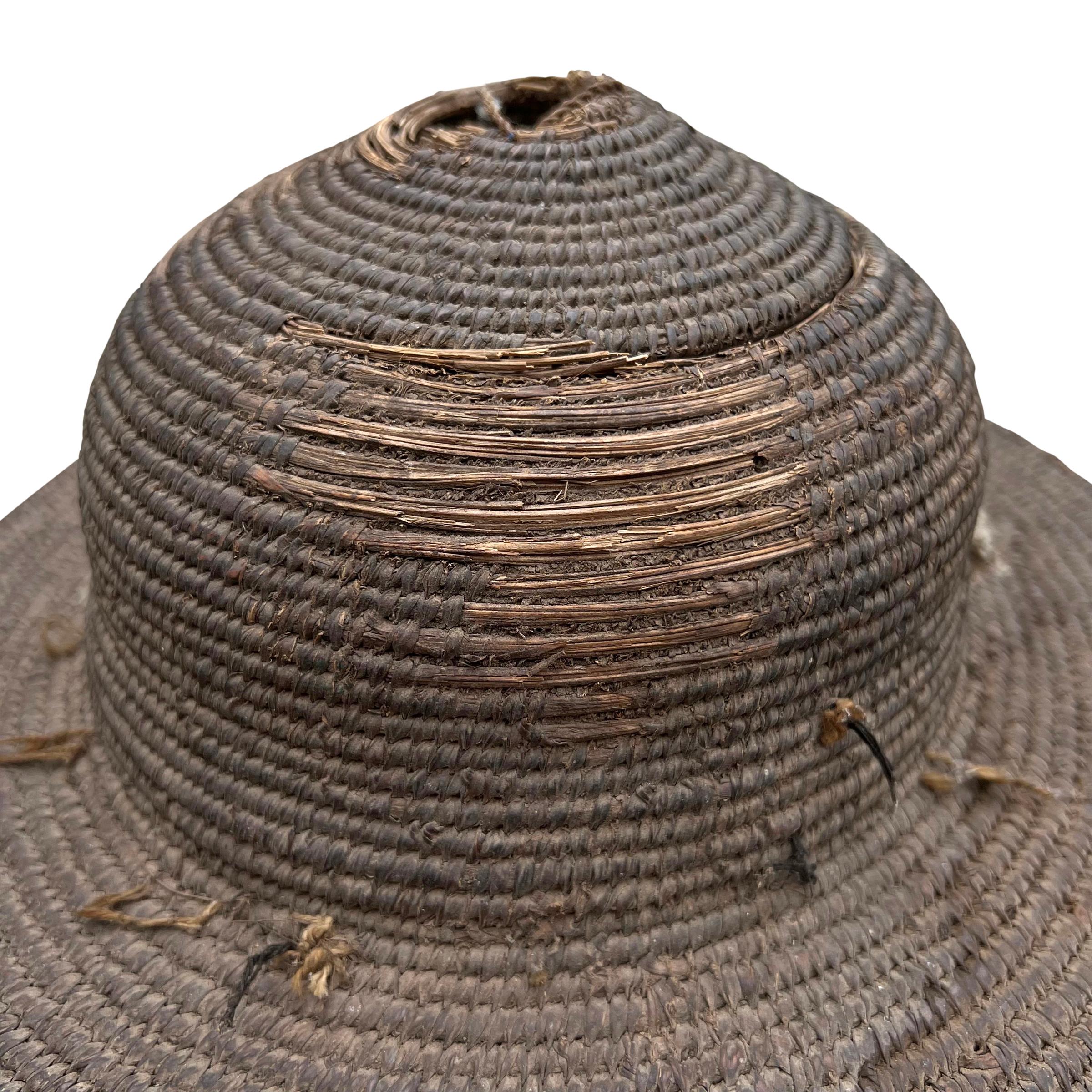20th Century Nigerian Woven Hat on Custom Mount 3