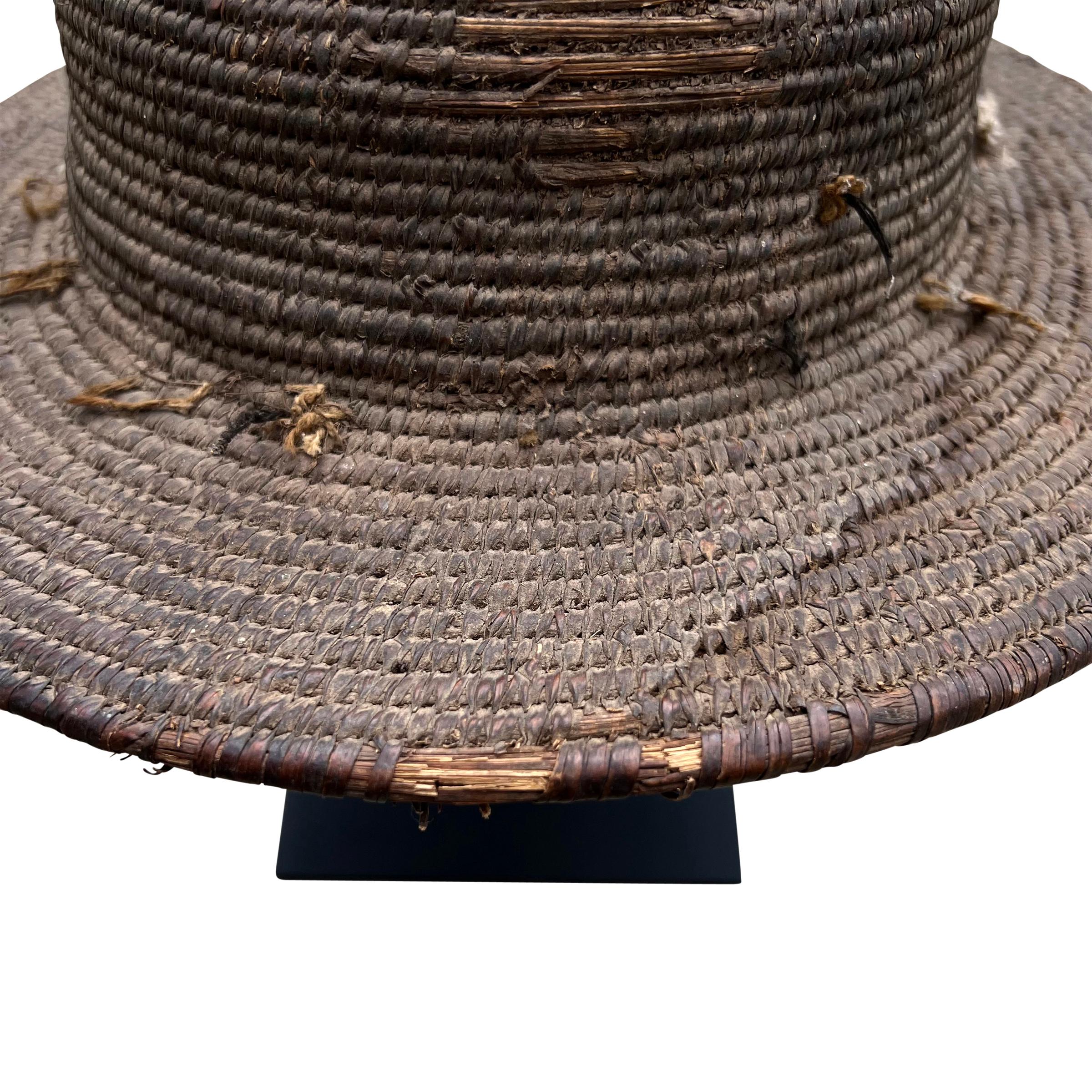 20th Century Nigerian Woven Hat on Custom Mount 4