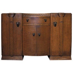 20th Century North American Arts and Crafts Oak Buffet with Bronze Mounting