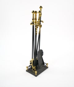 20th Century North American Brass/ Iron Fireplace Tool Set