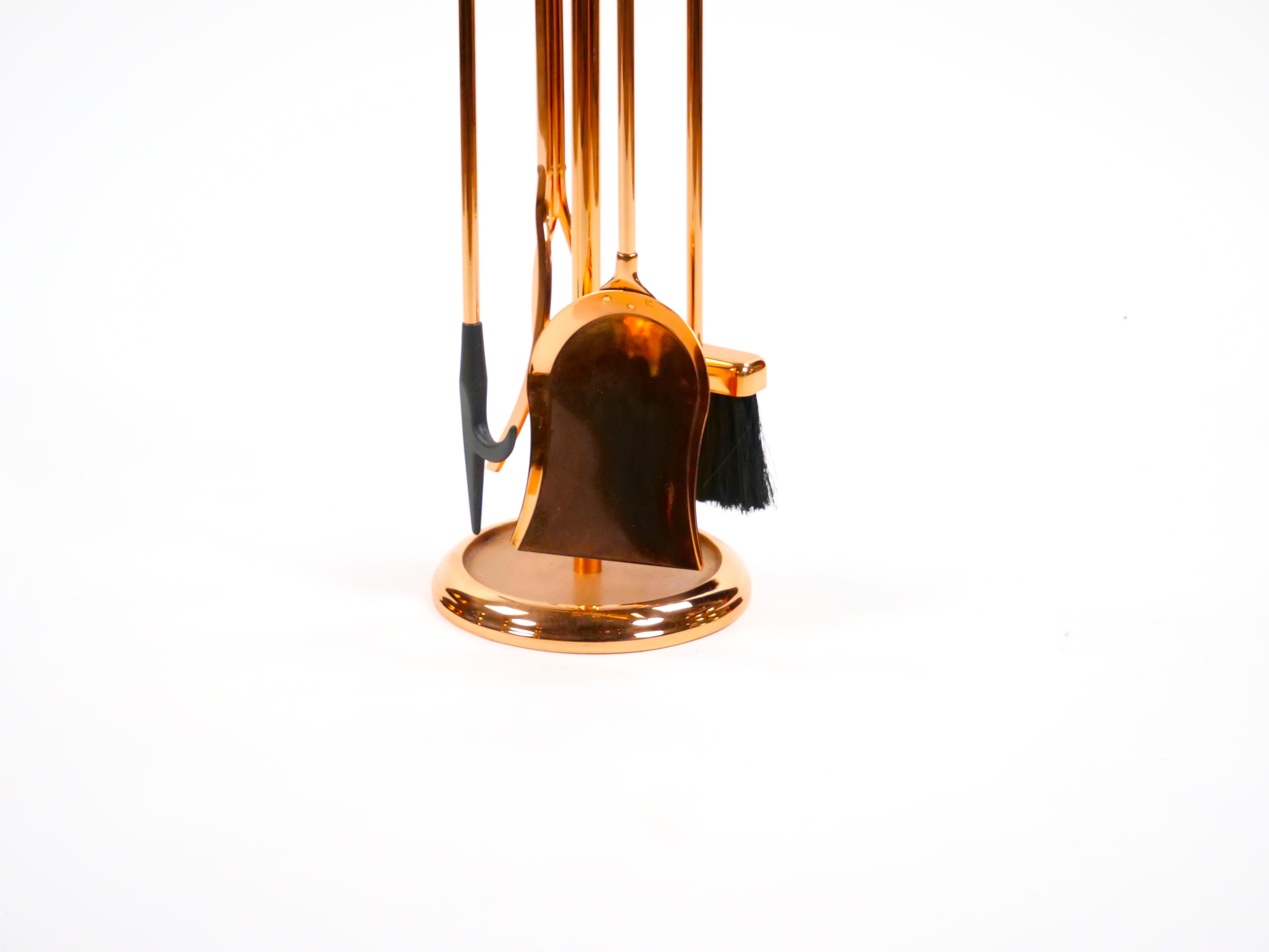 Herramientas de cobre para chimeneas norteamericanas del siglo XX en Bueno estado para la venta en Tarry Town, NY