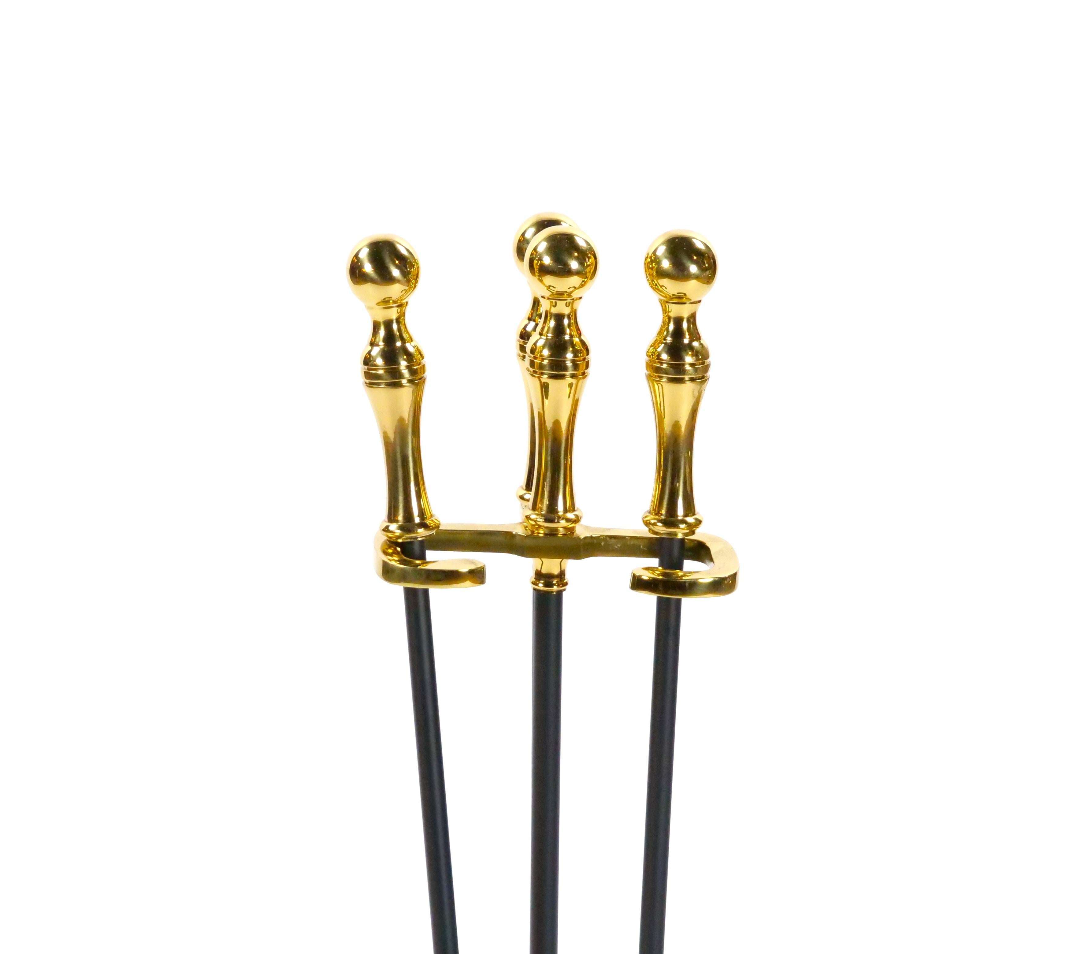 Gilt 20th Century North American Victorian Style Fireplace Tool Set For Sale