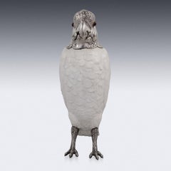20th Century Novelty Cockatoo Solid Silver & Porcelain Claret Jug, c.1927