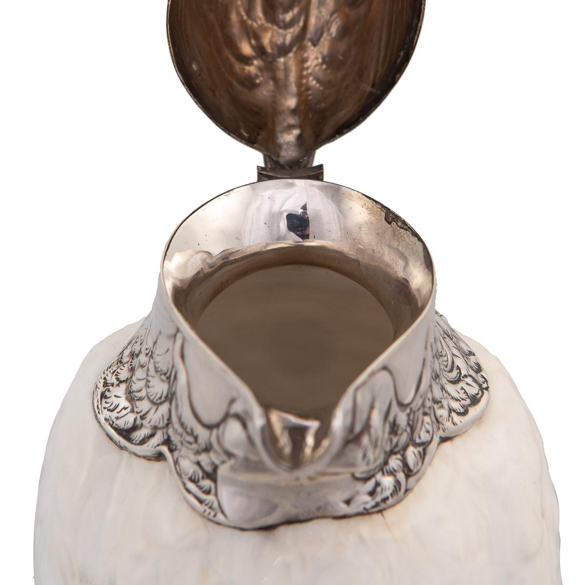 20th Century Novelty Cockatoo Solid Silver & Porcelain Claret Jug, c.1927 5