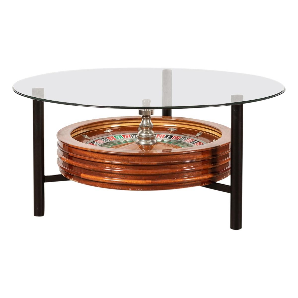 20th Century Novelty Coffee Table with a Working Roulette Wheel