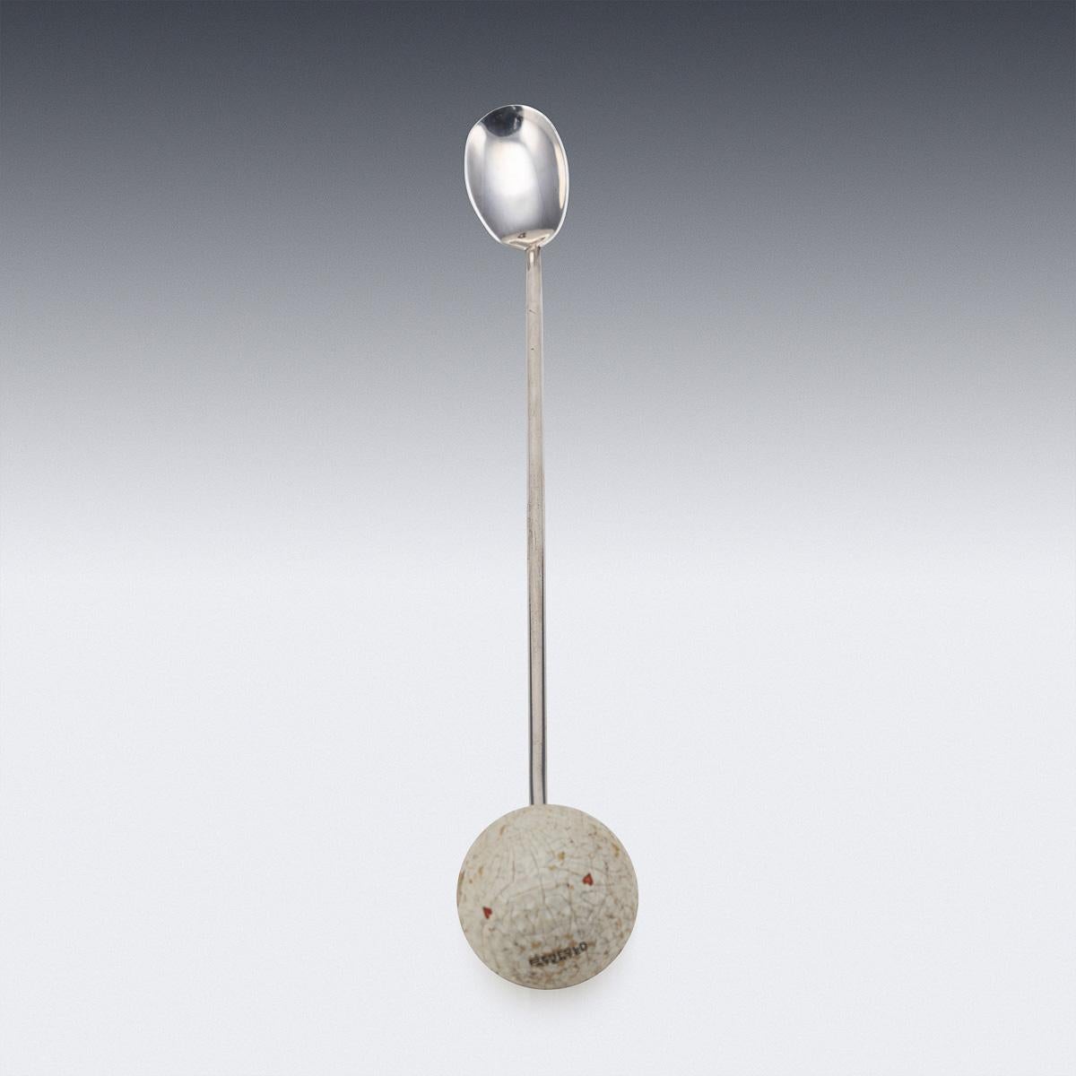 Other 20th Century Novelty Golf Ball Cocktail Mixing Spoon c.1930 For Sale