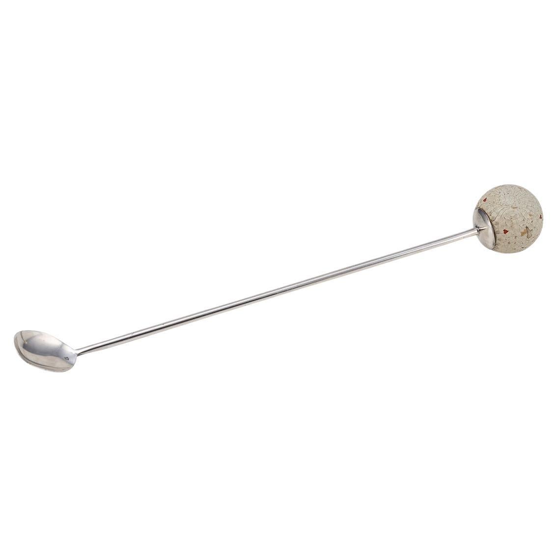 20th Century Novelty Golf Ball Cocktail Mixing Spoon c.1930 For Sale
