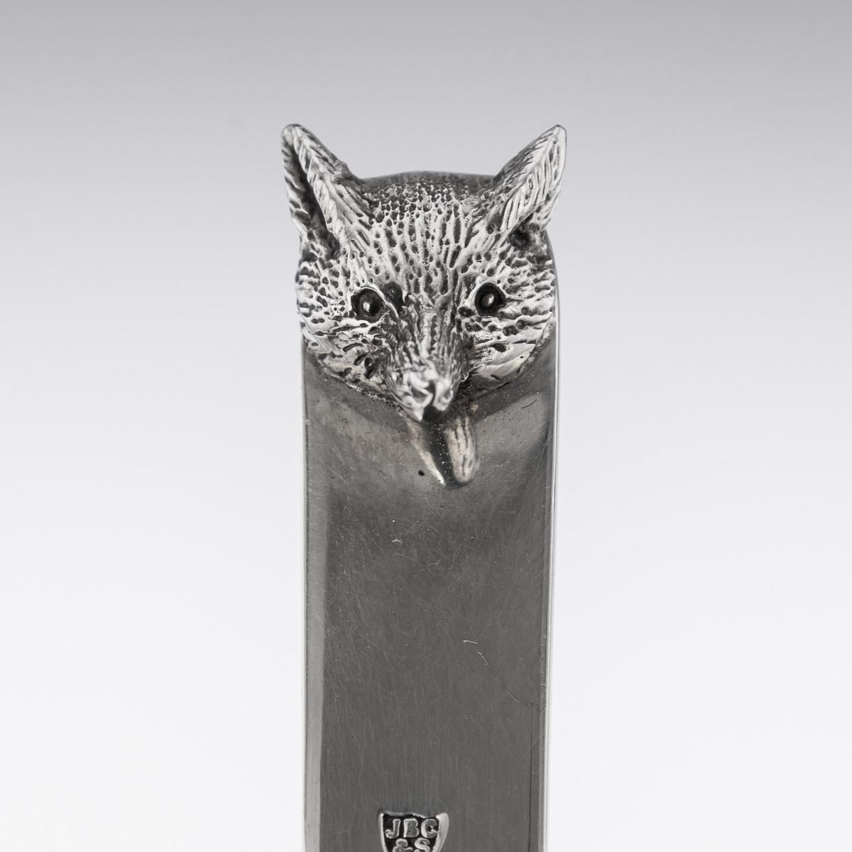 20th Century Novelty Solid Silver Fox Head Bookmark, c.1978 1