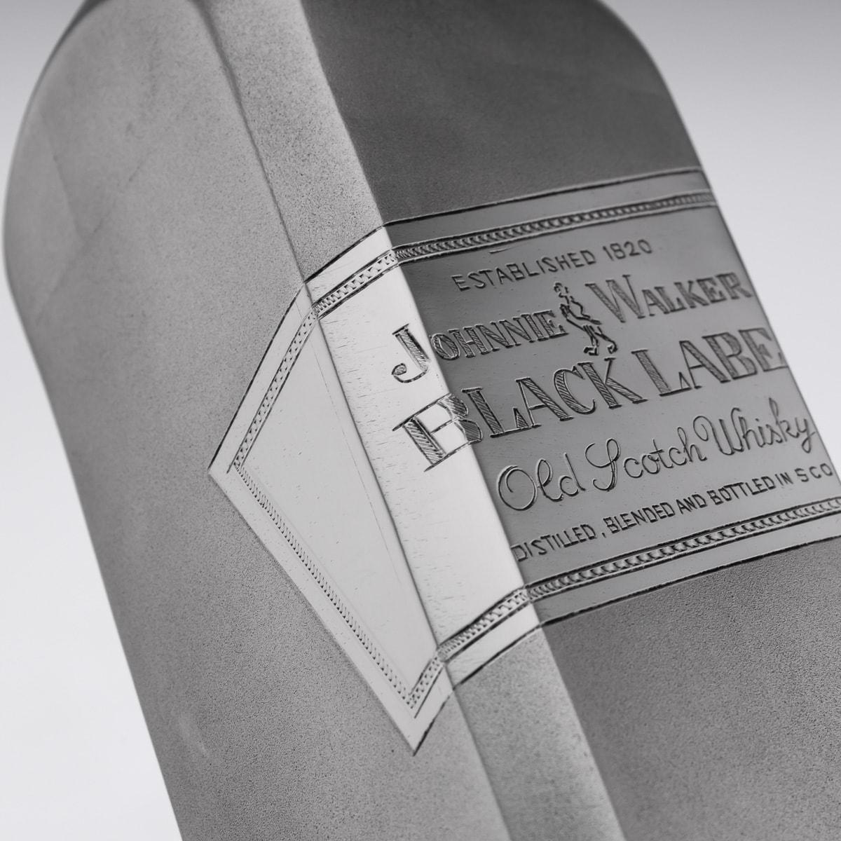 20th Century Novelty Solid Silver Large Johnnie Walker Whisky Bottle 10