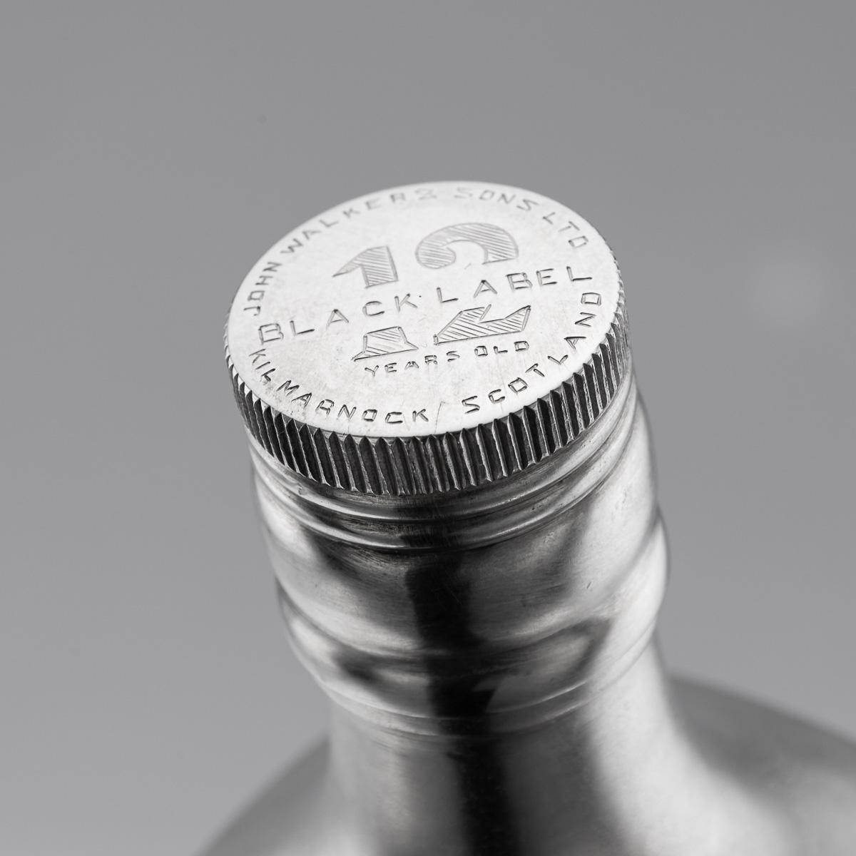 20. Jahrhundert Neuheit massivem Silber großen ein Liter Johnnie Walker Whisky-Flasche 6