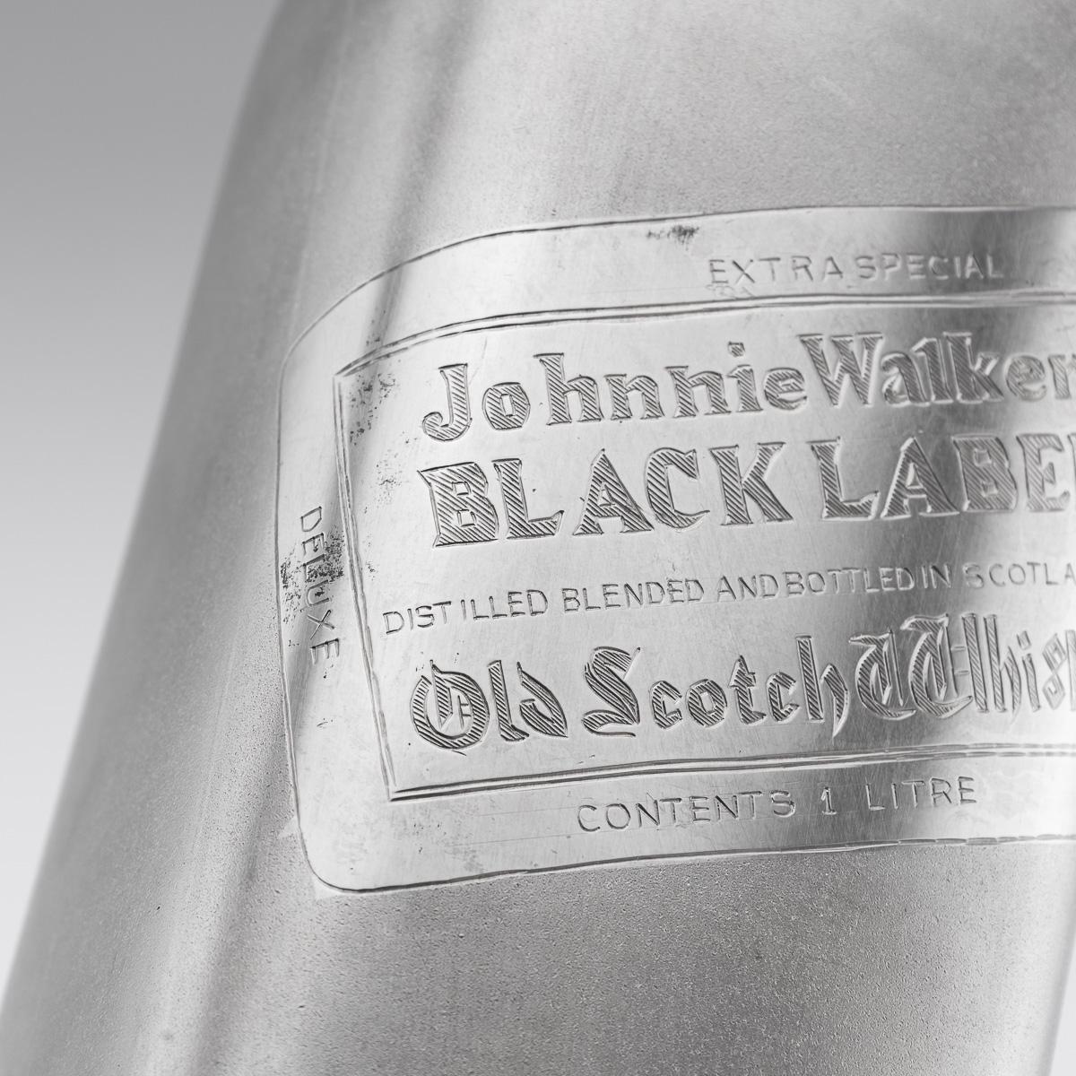 20. Jahrhundert Neuheit massivem Silber großen ein Liter Johnnie Walker Whisky-Flasche 9