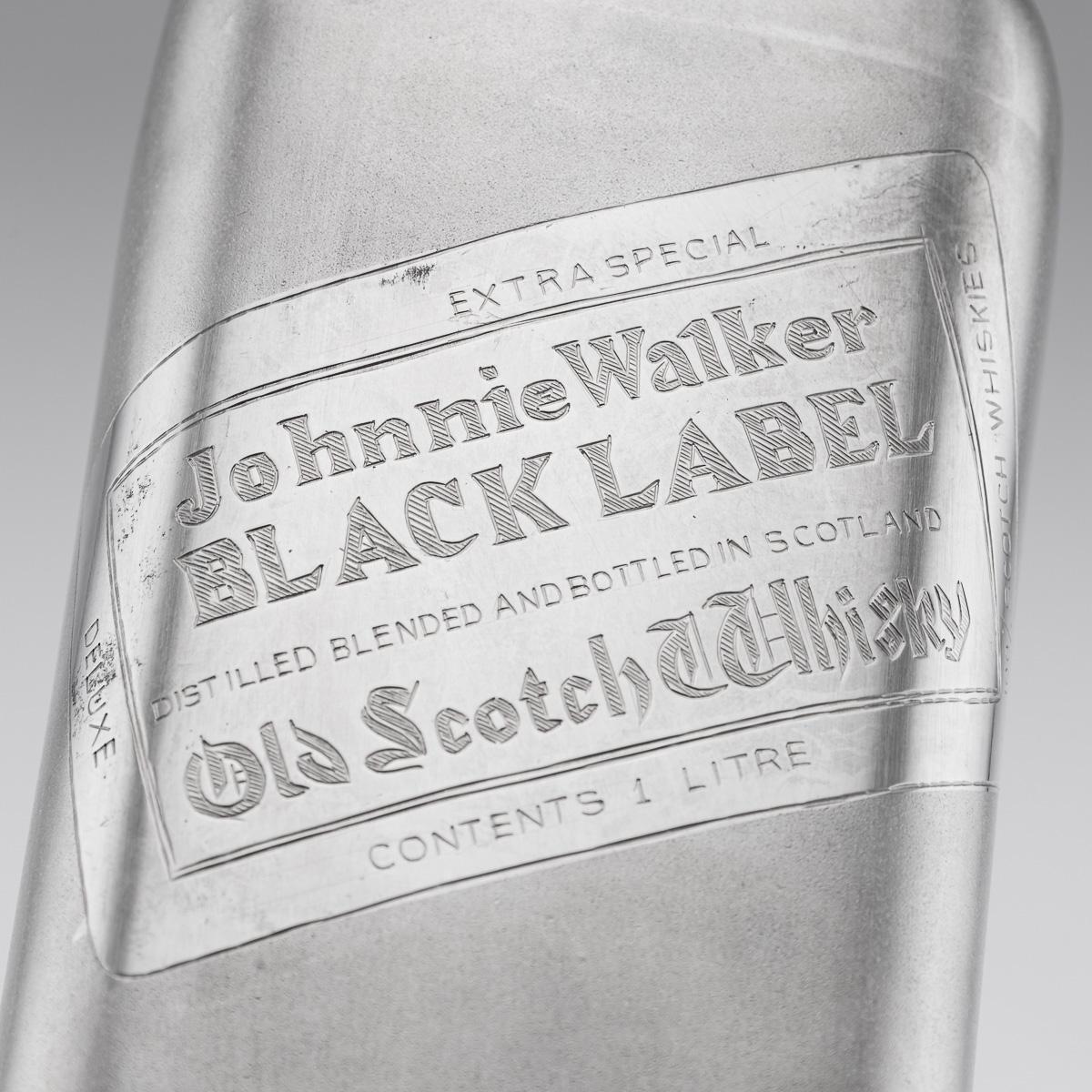 20. Jahrhundert Neuheit massivem Silber großen ein Liter Johnnie Walker Whisky-Flasche 10