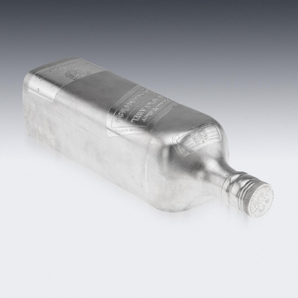 20. Jahrhundert Neuheit massivem Silber großen ein Liter Johnnie Walker Whisky-Flasche 2
