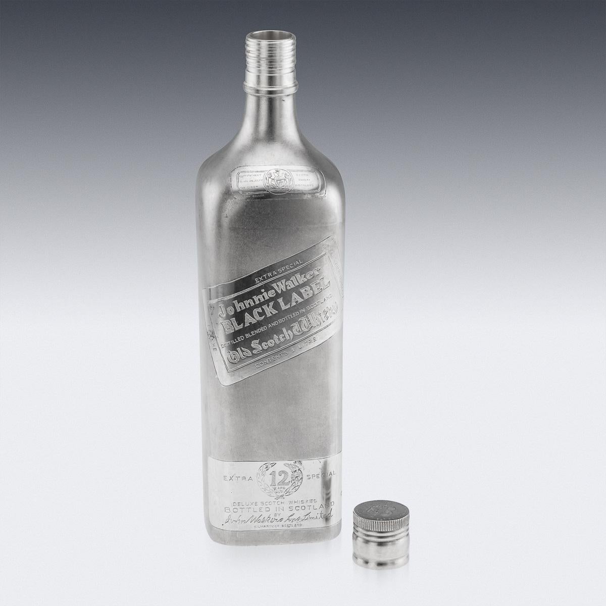 20. Jahrhundert Neuheit massivem Silber großen ein Liter Johnnie Walker Whisky-Flasche 3