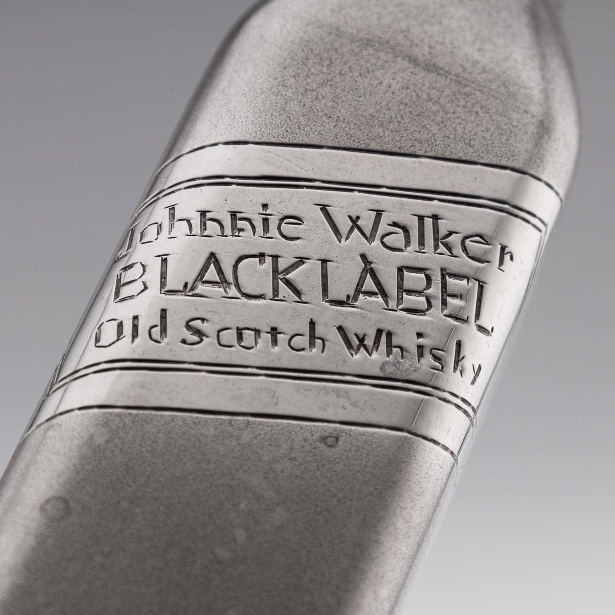 20th Century Novelty Solid Silver Miniature Johnnie Walker Whisky Bottle For Sale 6