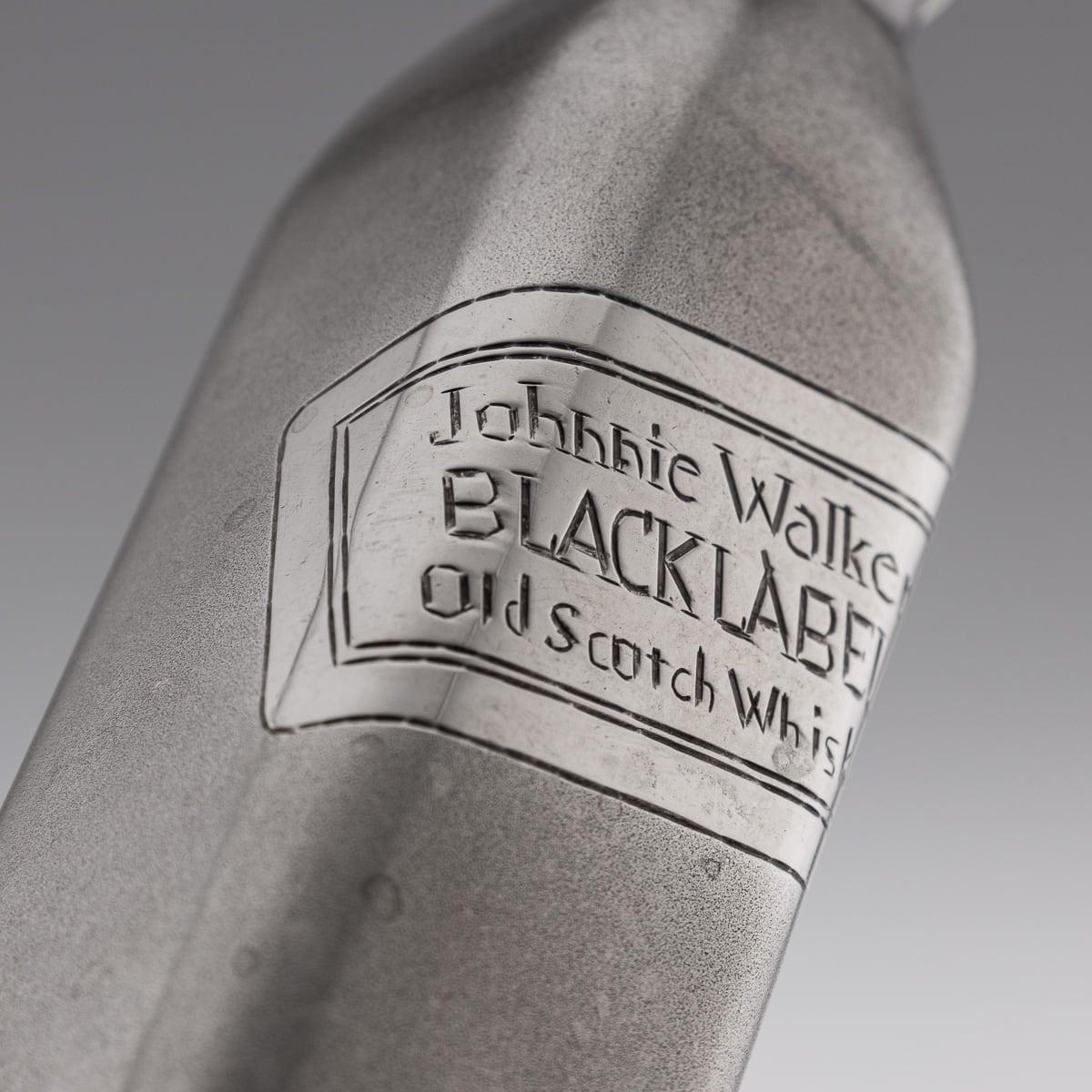 20th Century Novelty Solid Silver Miniature Johnnie Walker Whisky Bottle For Sale 7