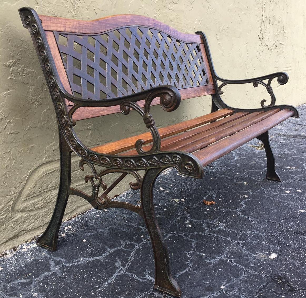 20th Century Oak and Cast Iron Garden or Park Bench 2