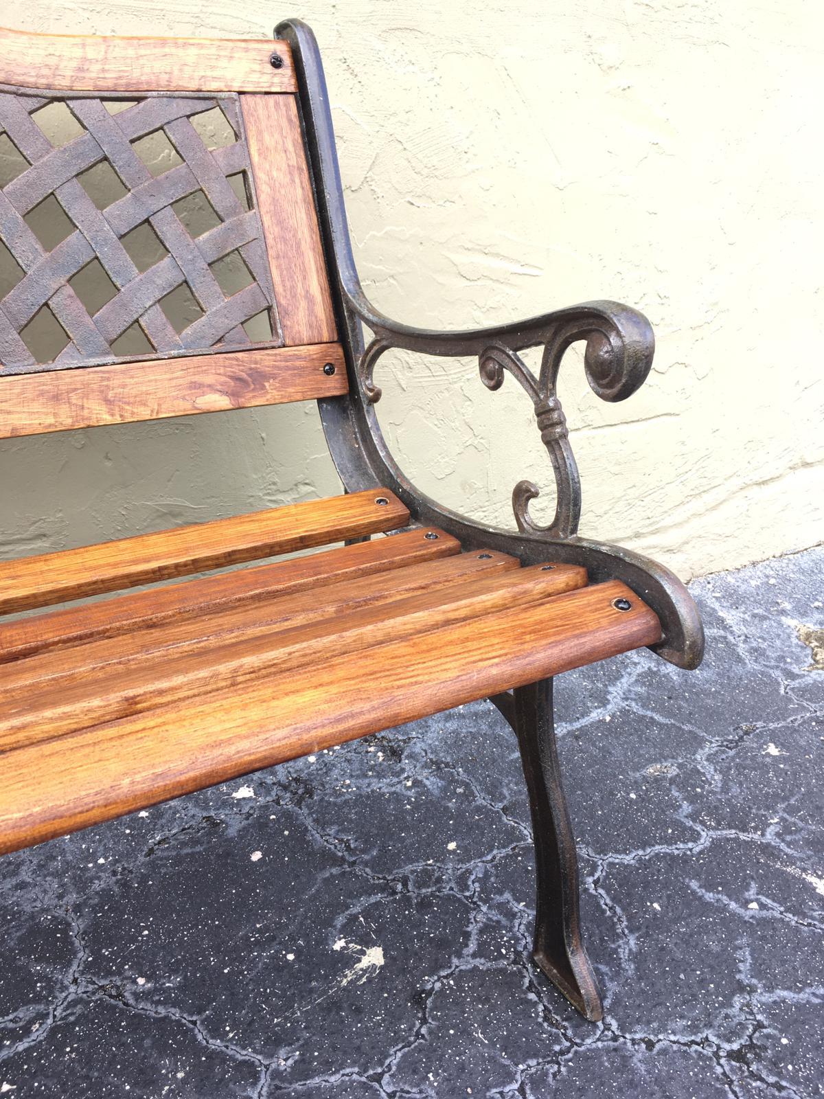 20th Century Oak and Cast Iron Garden or Park Bench 6