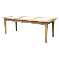 20th Century Oak and Fossil Marble Dining Table