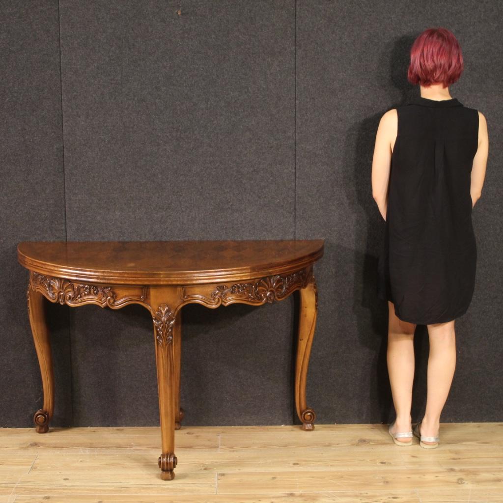 Table demi-lune française du 20ème siècle en chêne, bois de hêtre et bois fruitier, 1960 en vente 5