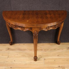 20th Century Oak Beech Fruitwood Wood French Demilune Table, 1960