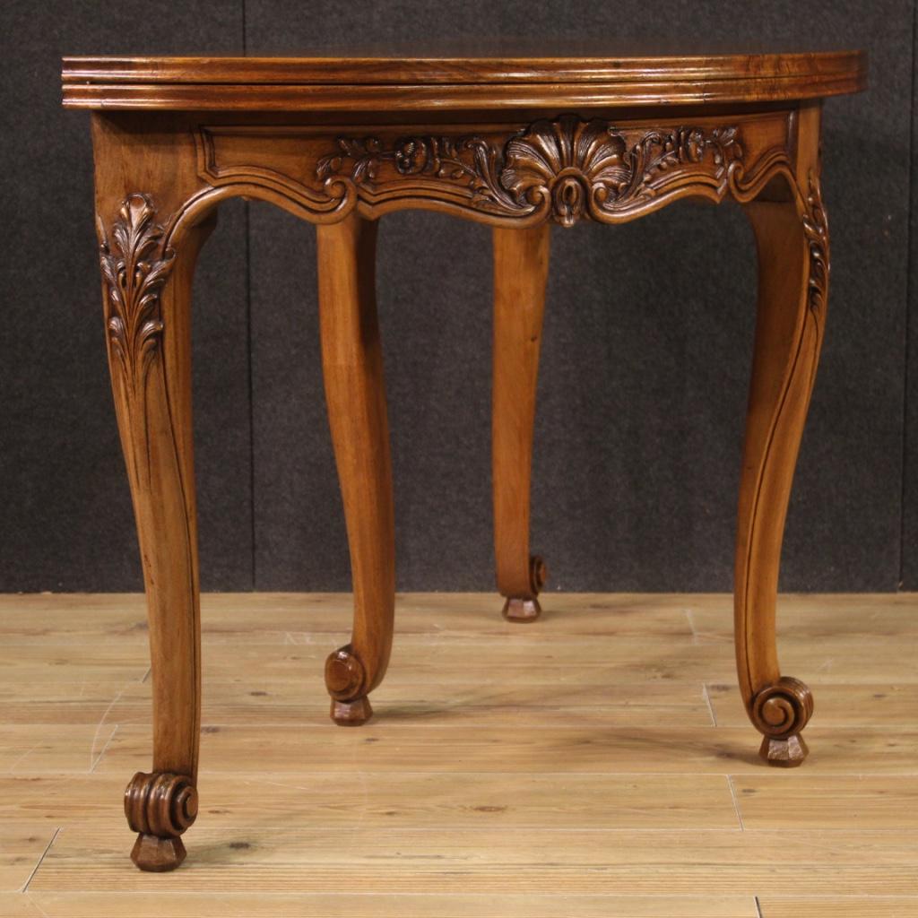 20th Century Oak Beech Fruitwood Wood French Demilune Table, 1960 For Sale 1