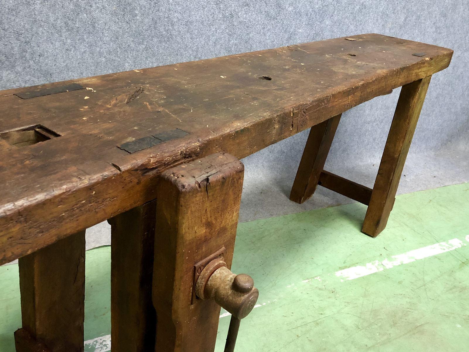Industrial 20th Century Oak Carpenter Table For Sale