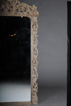 20th Century Oak Full Body Standing Mirror / Baroque Style Mirror