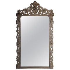20th Century Oak Full Body Standing Mirror / Baroque Style Mirror