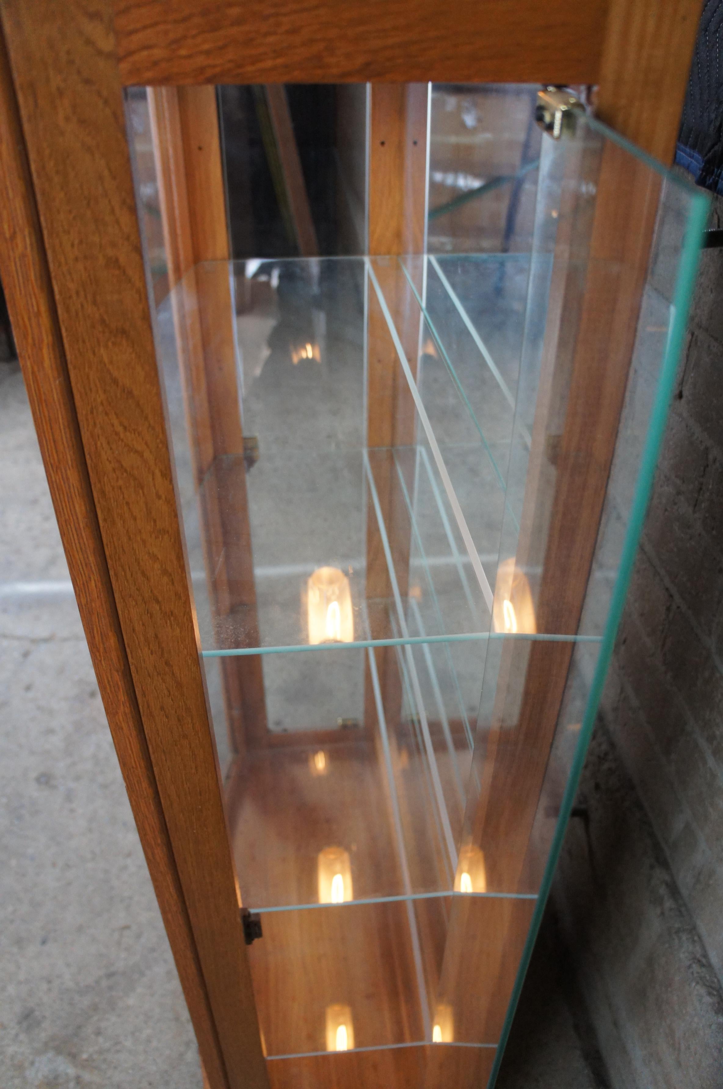 20th Century Oak Serpentine Bowfront Curio Trinket China Display Cabinet 5