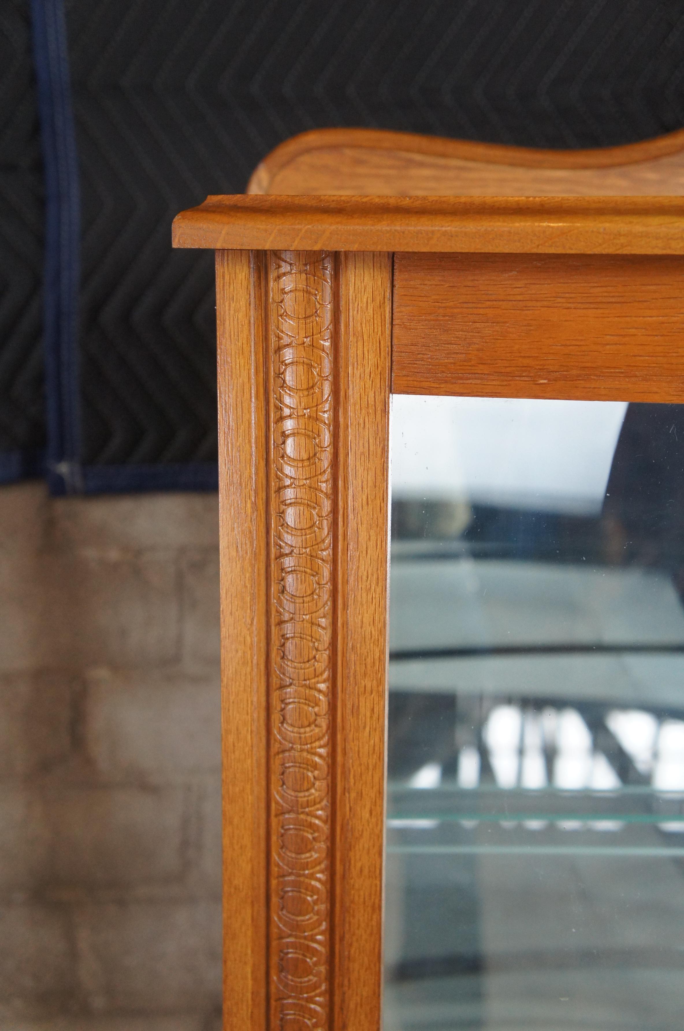 Glass 20th Century Oak Serpentine Bowfront Curio Trinket China Display Cabinet