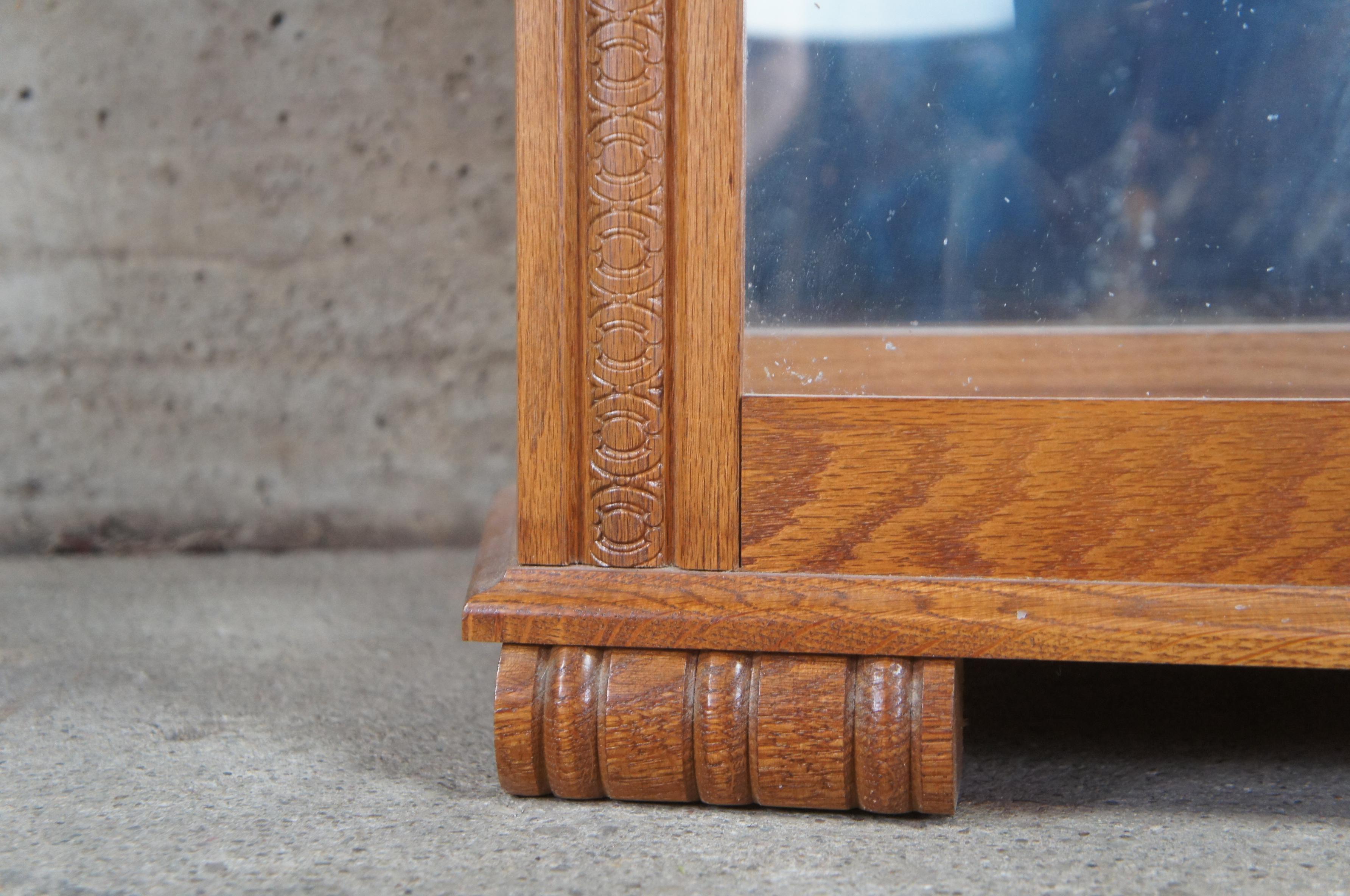20th Century Oak Serpentine Bowfront Curio Trinket China Display Cabinet 1