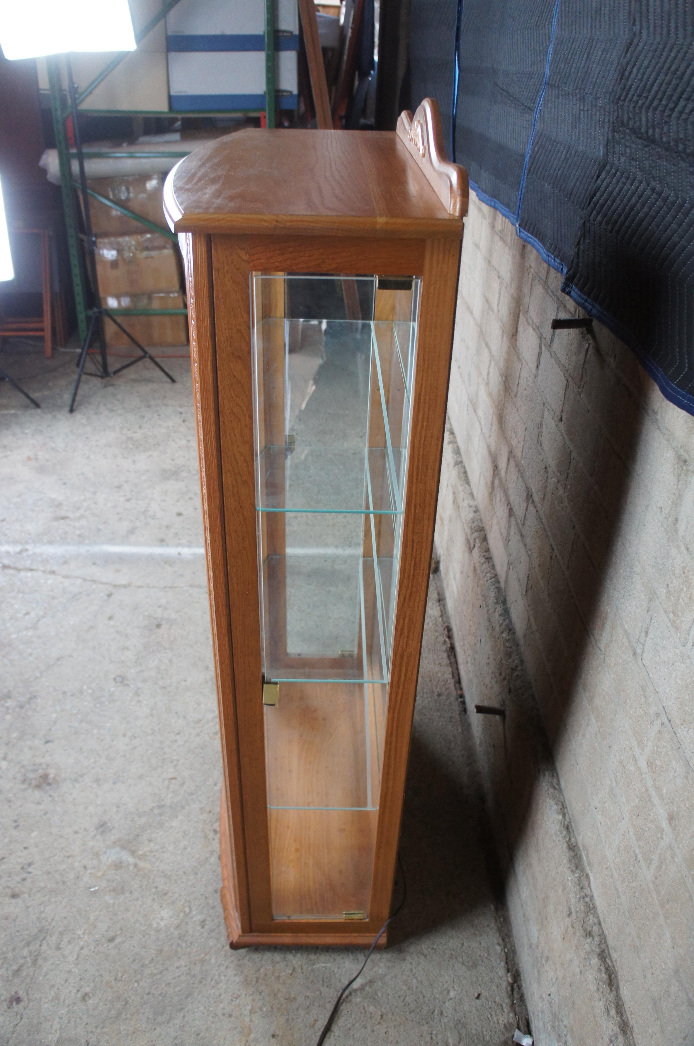 20th Century Oak Serpentine Bowfront Curio Trinket China Display Cabinet 2