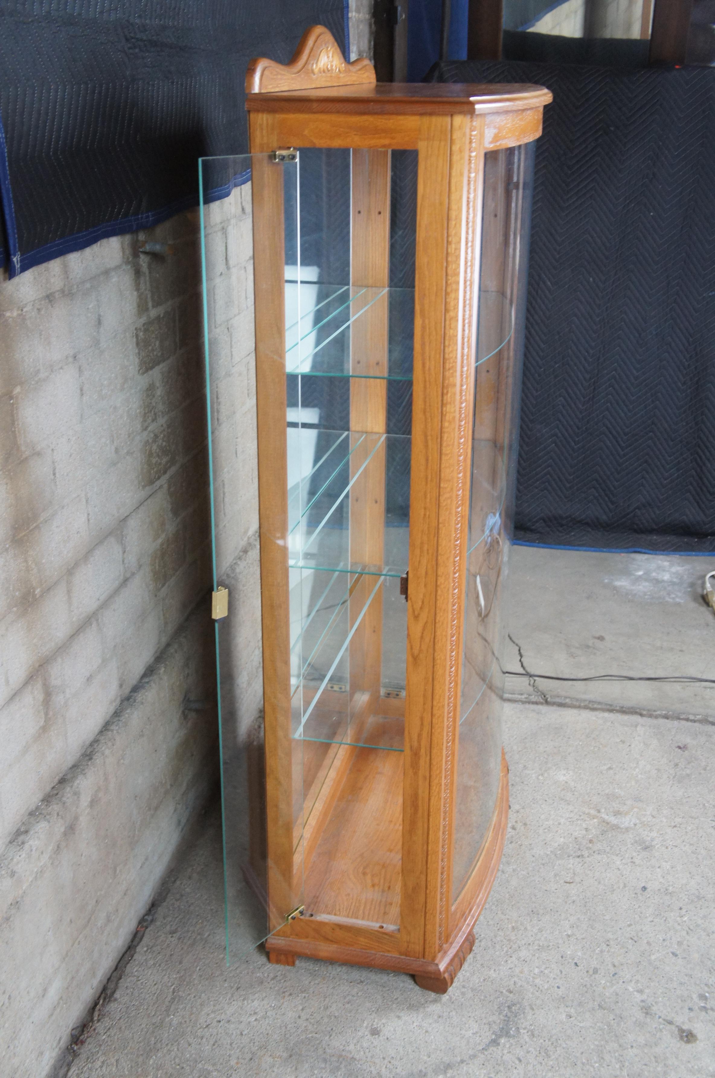 20th Century Oak Serpentine Bowfront Curio Trinket China Display Cabinet 3
