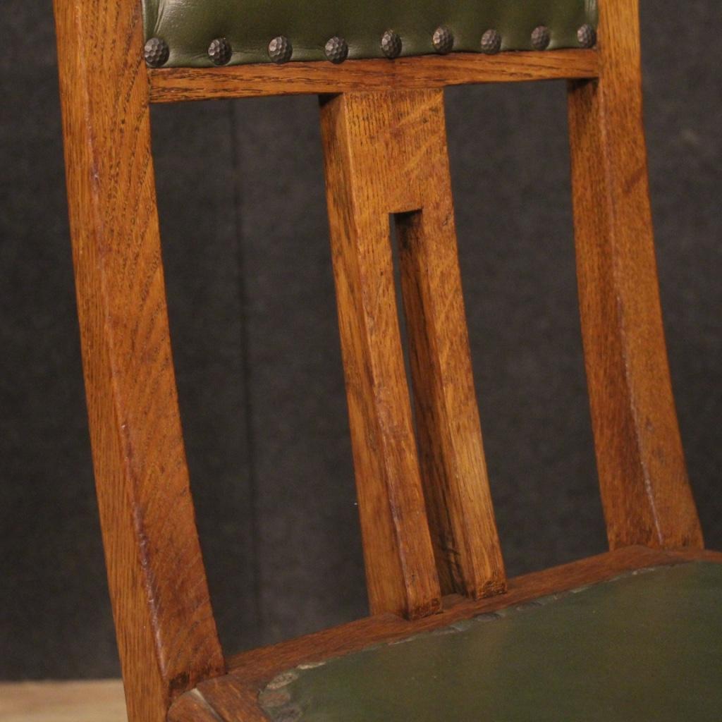 20th Century Oakwood and Green Faux Leather French Art Deco 6 Chairs, 1910 7