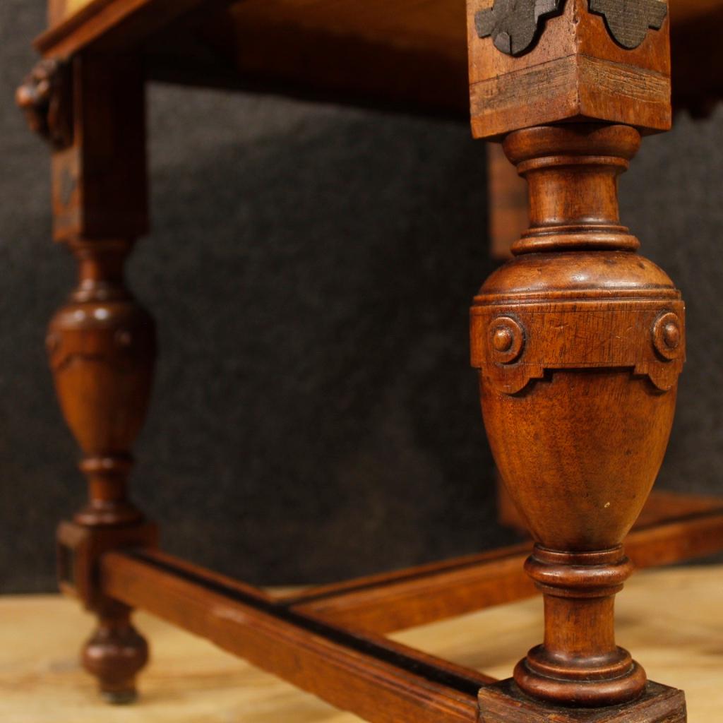 20th Century Oak Wood and Velvet Dutch Stool, 1930 4