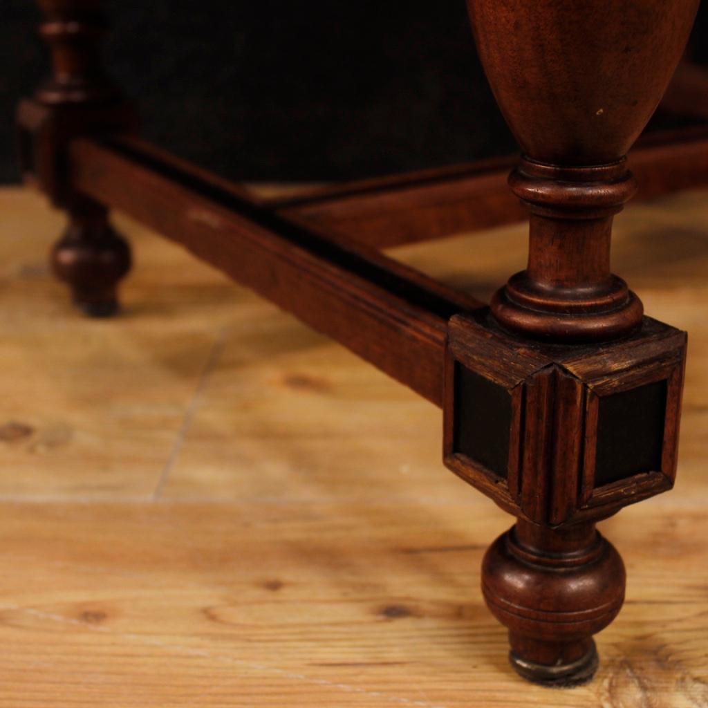 20th Century Oak Wood and Velvet Dutch Stool, 1930 5