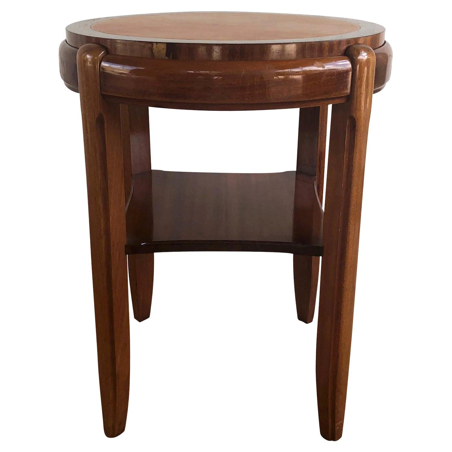 20th Century Art Deco Walnut Round Side Table at 1stDibs