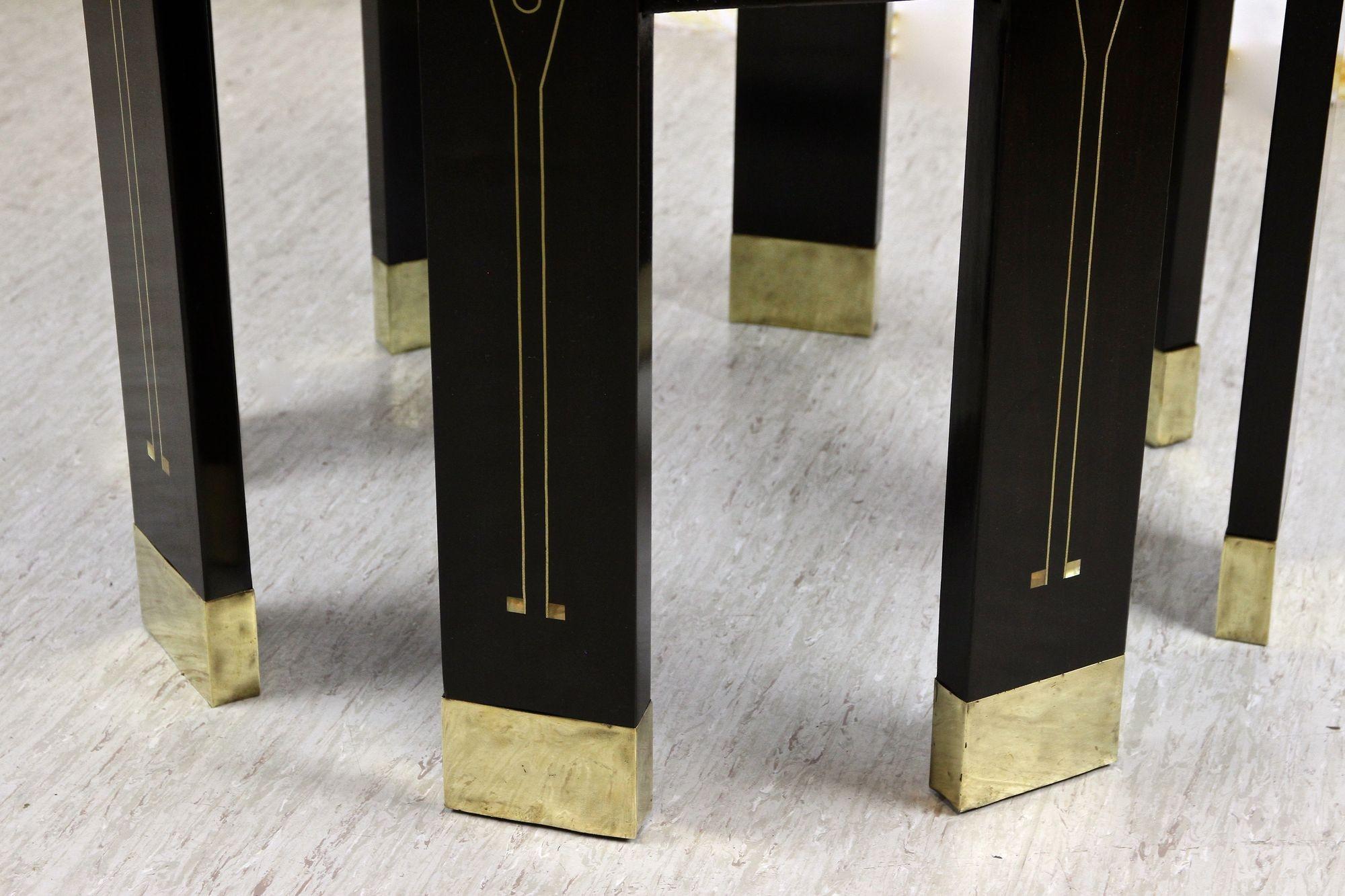20th Century Octagonal Art Nouveau Table, Mother Of Pearl Inlays, AT ca. 1905 For Sale 10